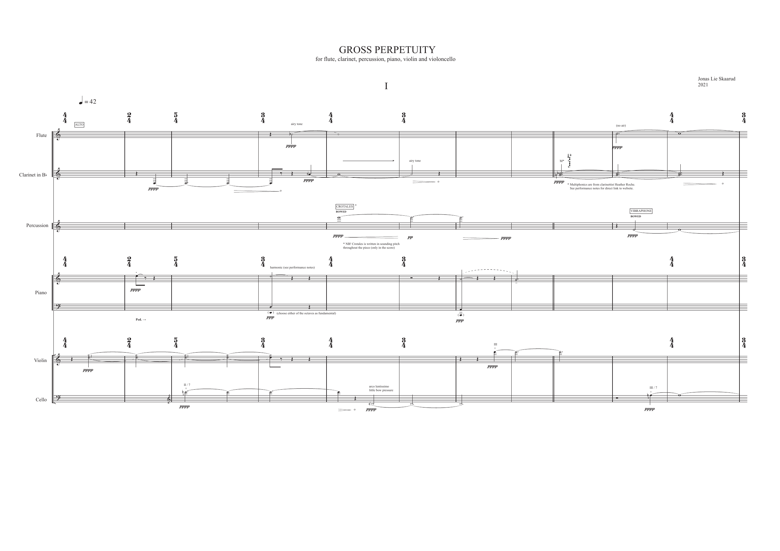 Gross Perpetuity - for flute, clarinet, percussion, piano, violin and violoncello - Image 4