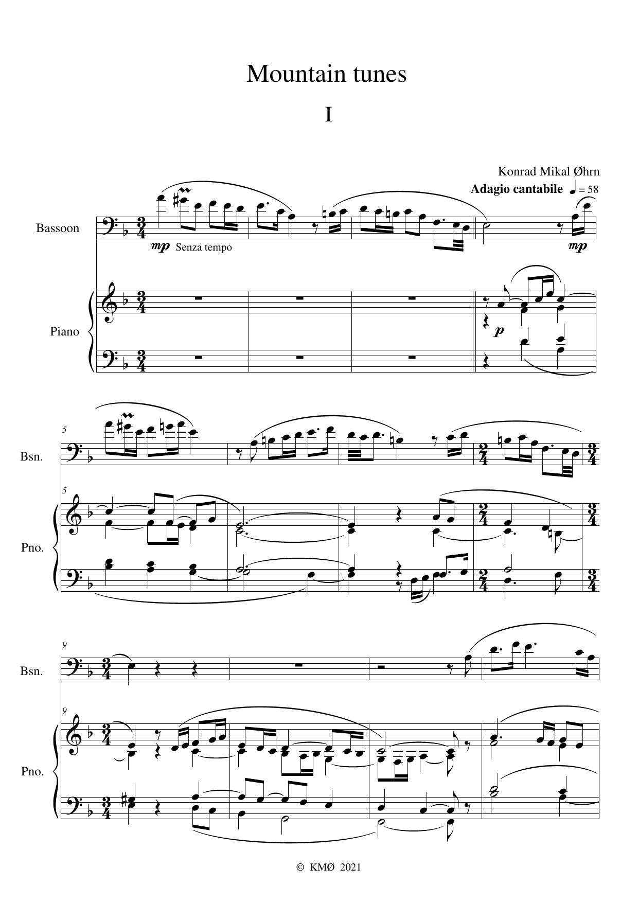 Four Norwegian Mountain Tunes - for fagott og piano - Image 7