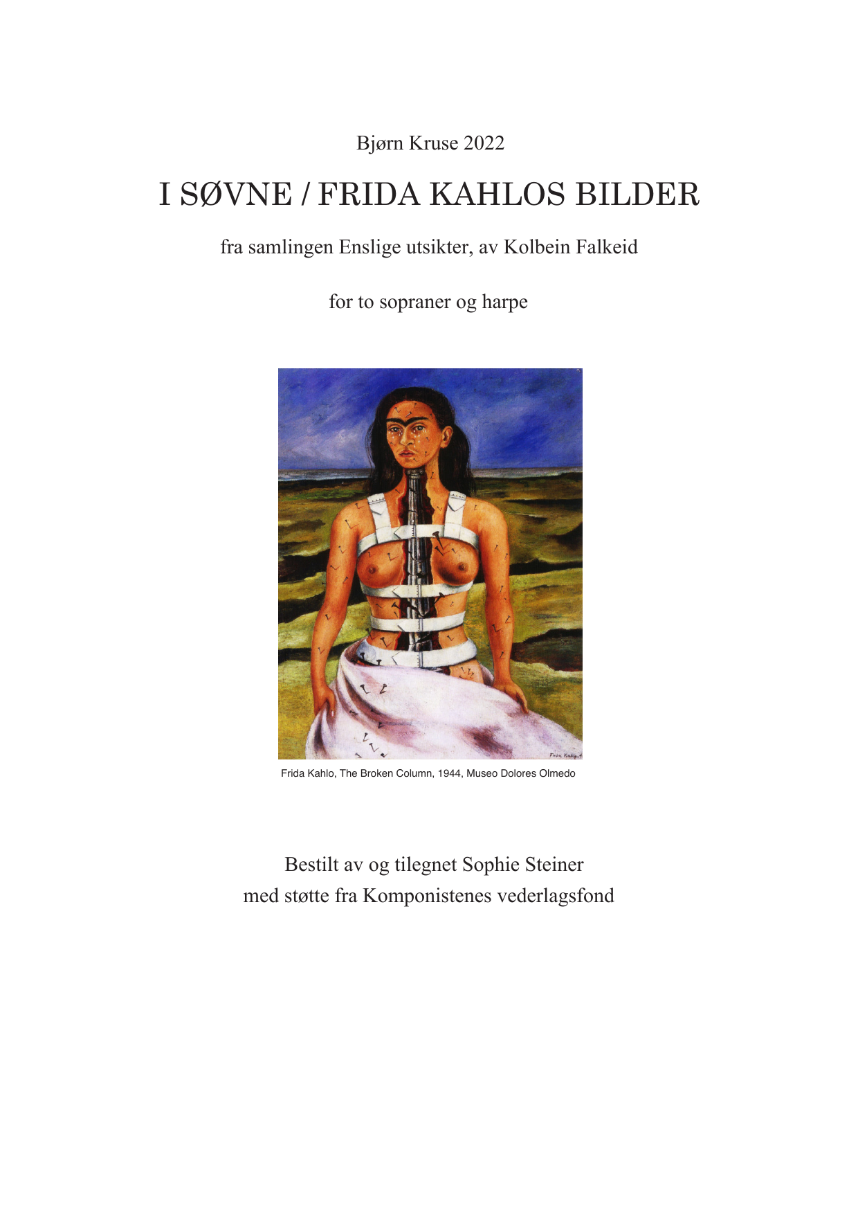 I søvne / Frida Kahlos bilder - For 2 sopraner og harpe