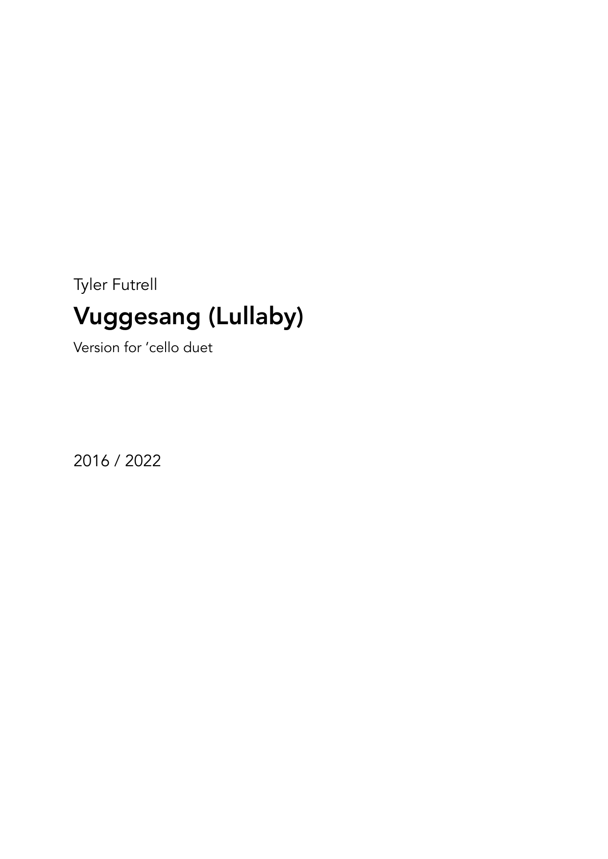 Lullaby - Version for 'cello duet