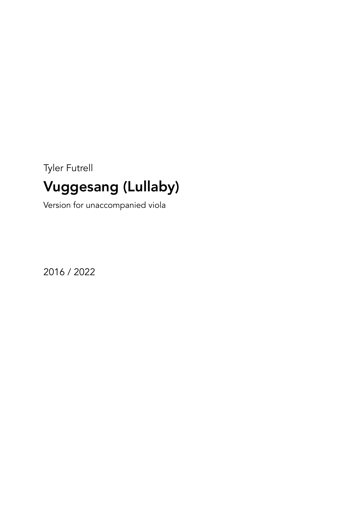 Lullaby - Version for unaccompanied viola