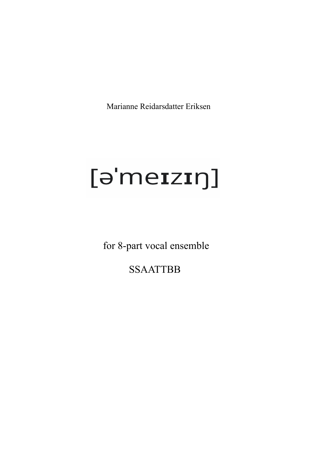 Amazing - 8-part vocal ensemble