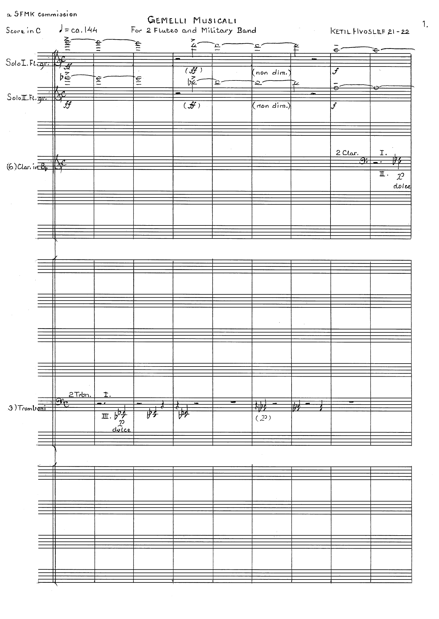 Gemelli Musicali - For 2 flutes and military band