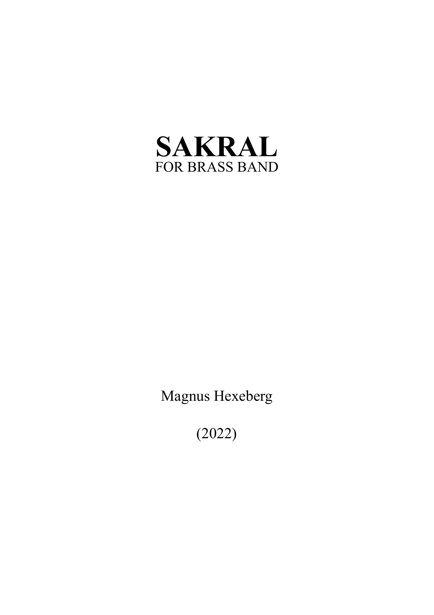 Sakral - For brass band