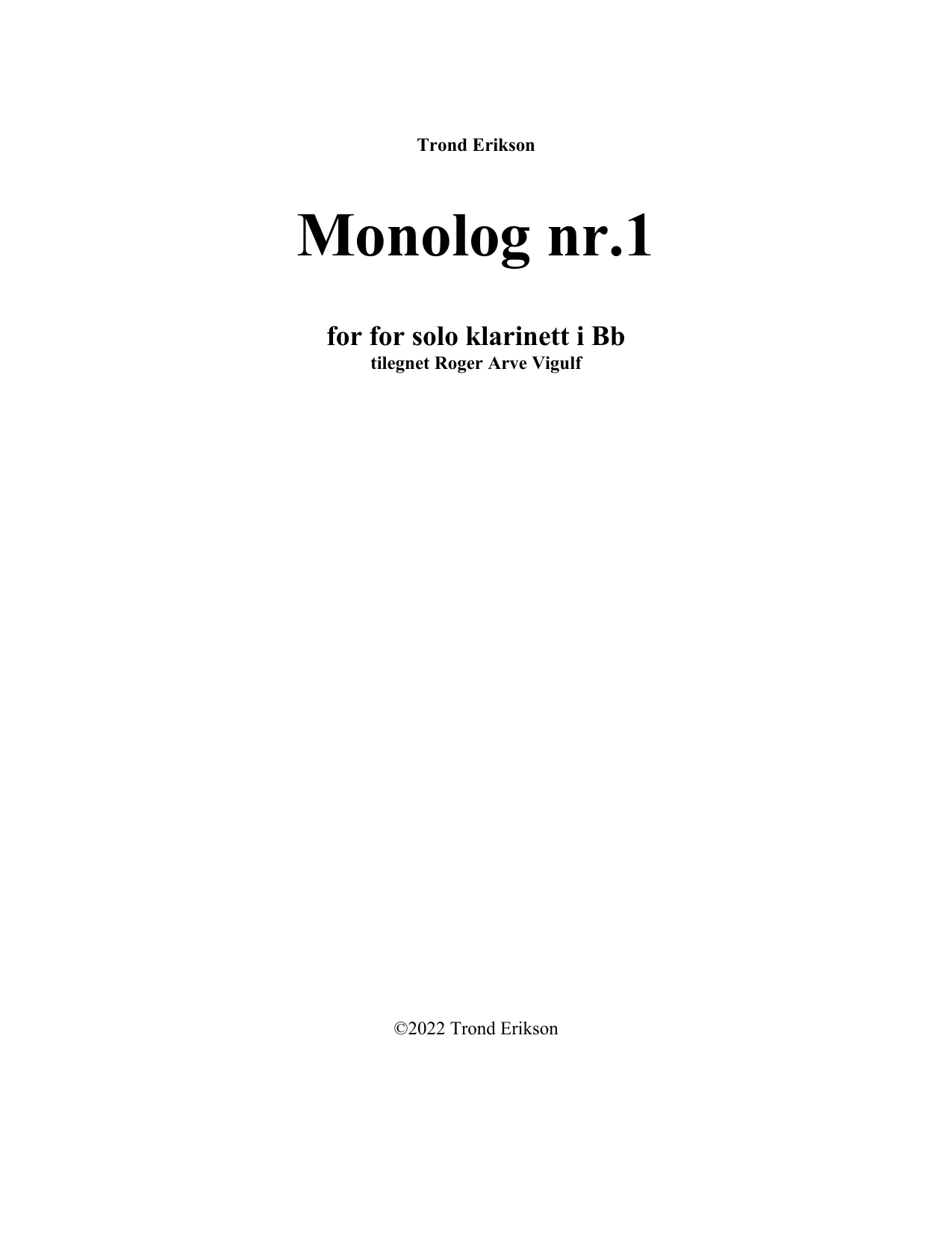 Monolog nr.1 - For solo klarinett i Bb, op. 50/1
