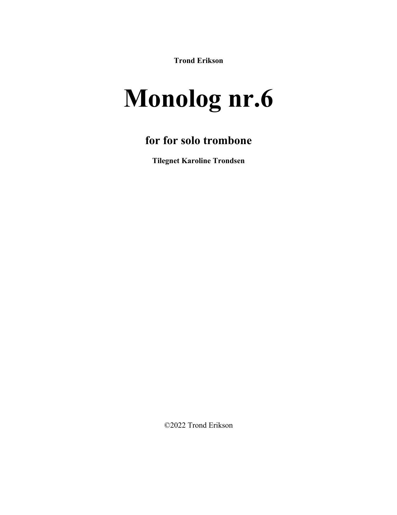 Monolog nr. 6 - For solo trombone, op. 50/6