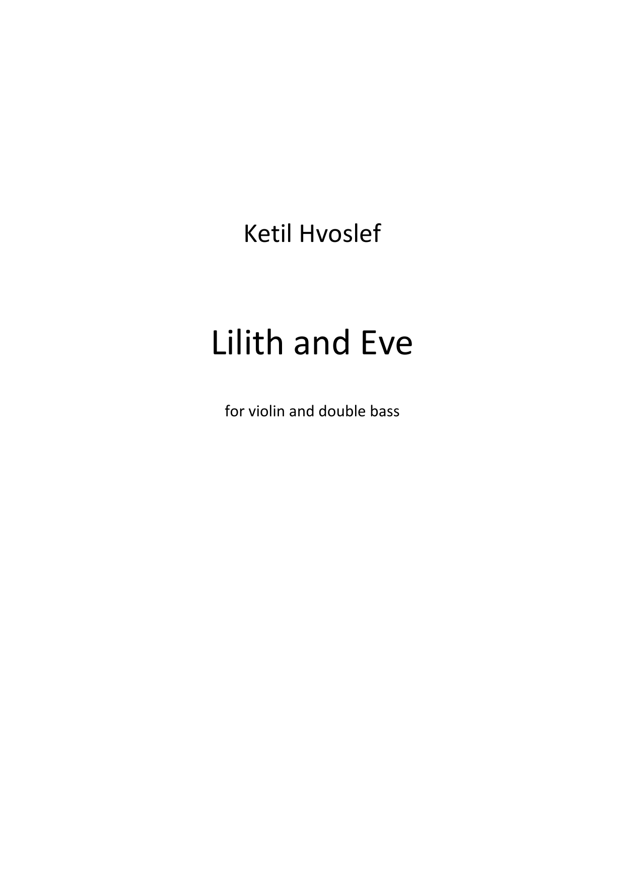 Lilith and Eve - For violin and double bass