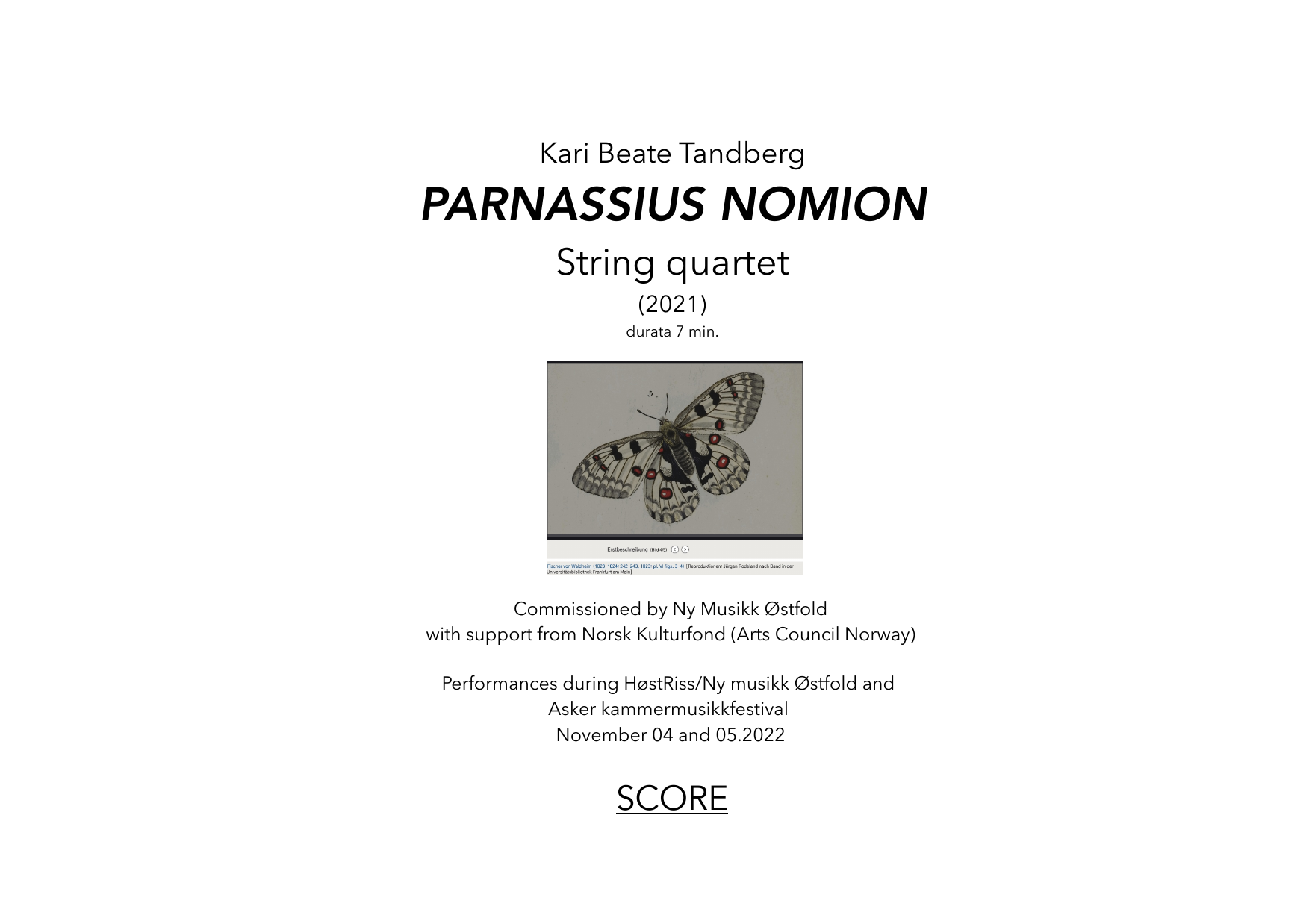 Parnassius Nomion - String Quartet