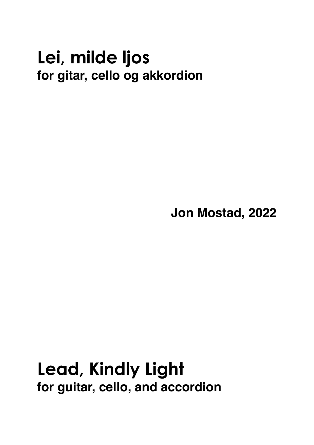 Lead, Kindly Light - For guitar, cello and accordeon