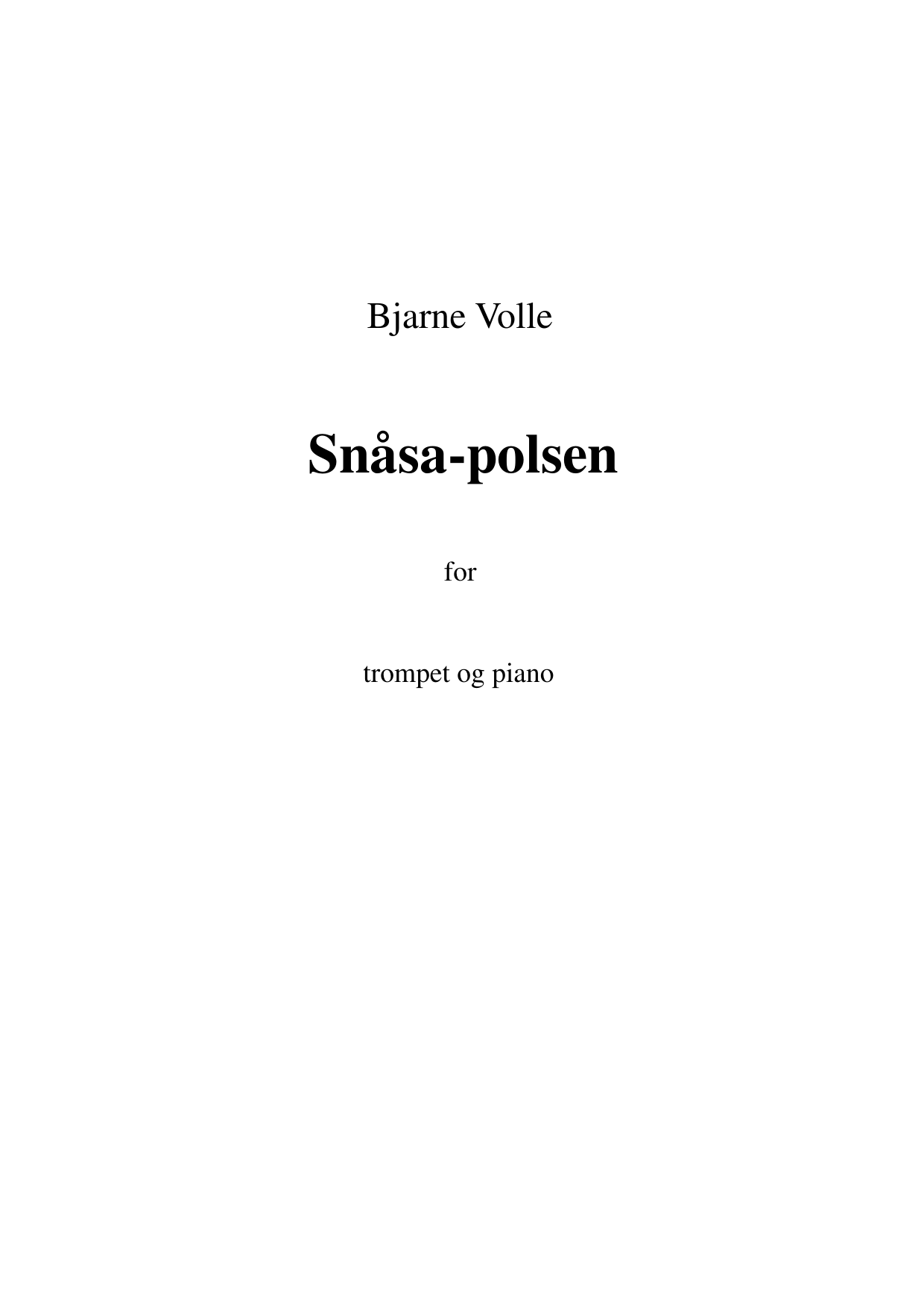 Snåsa-polsen - For trompet og piano