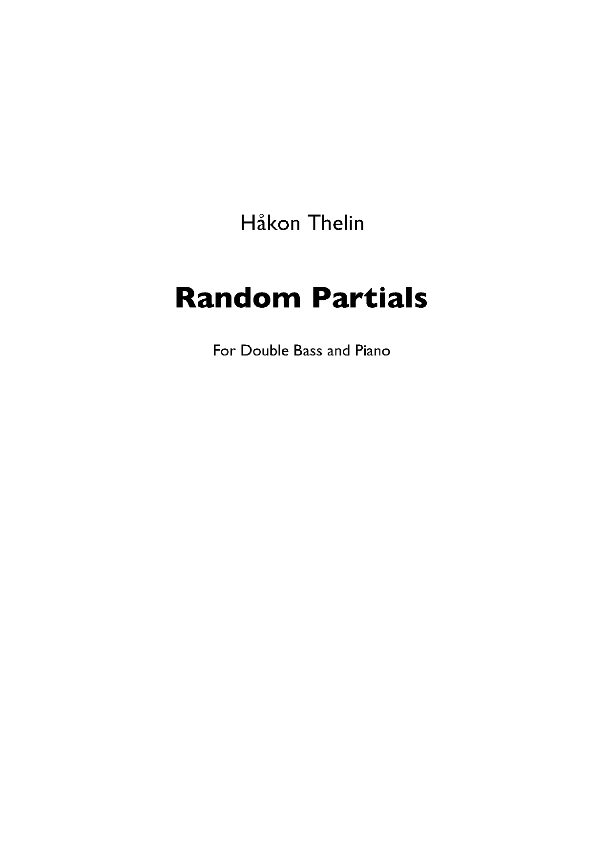 Random Partials - For double bass and piano
