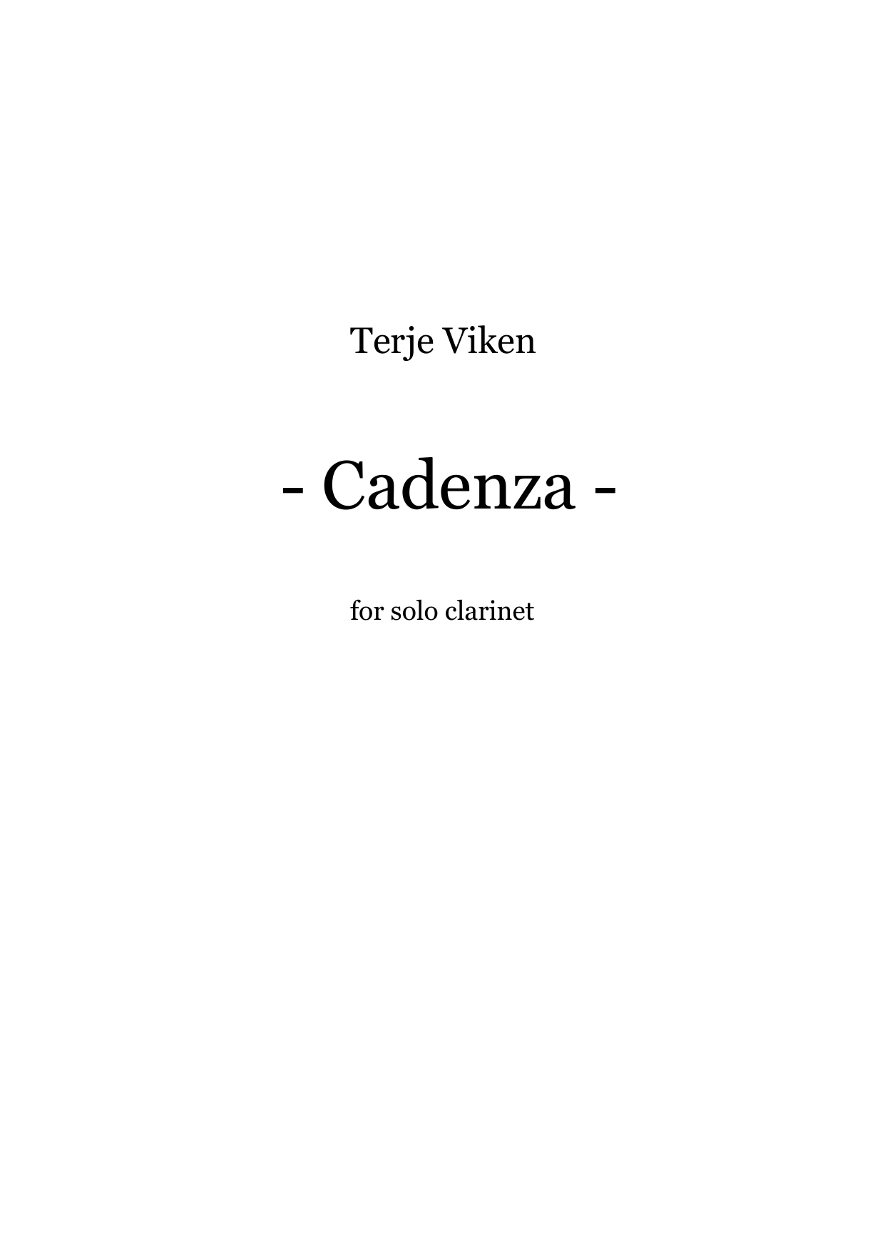 Cadenza - for solo clarinet