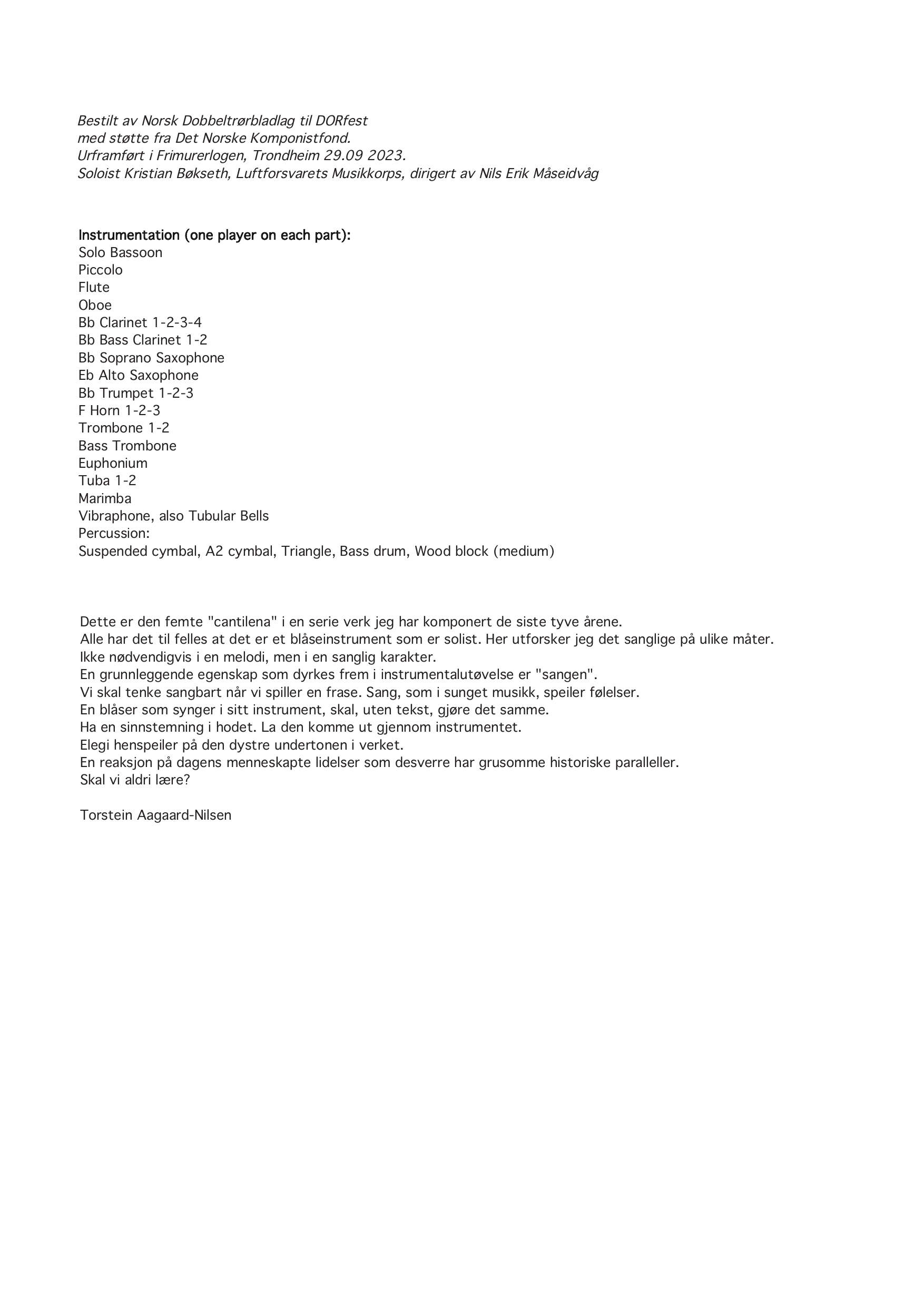 Cantilena V - Elegy for bassoon and wind ensemble - Image 2