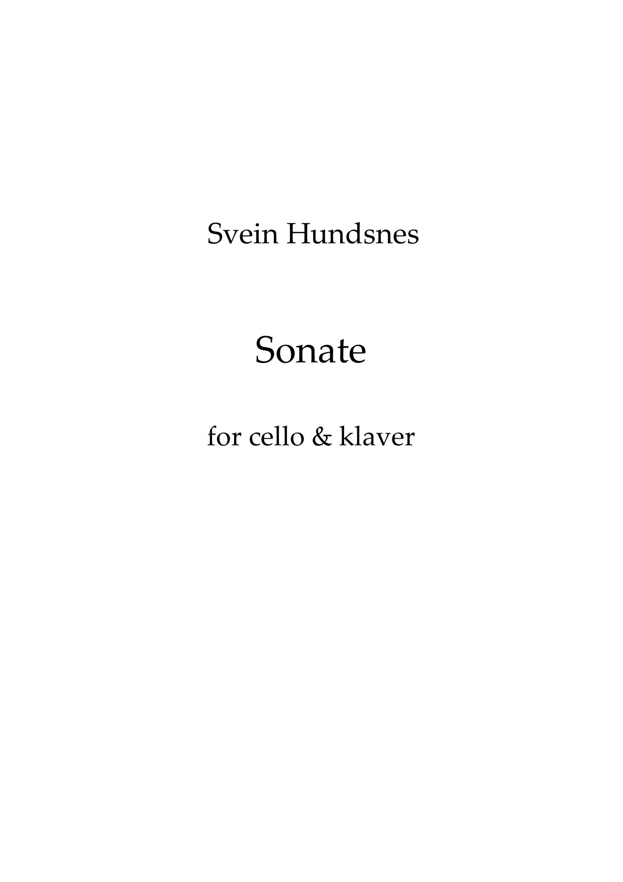 Sonate for cello & klaver