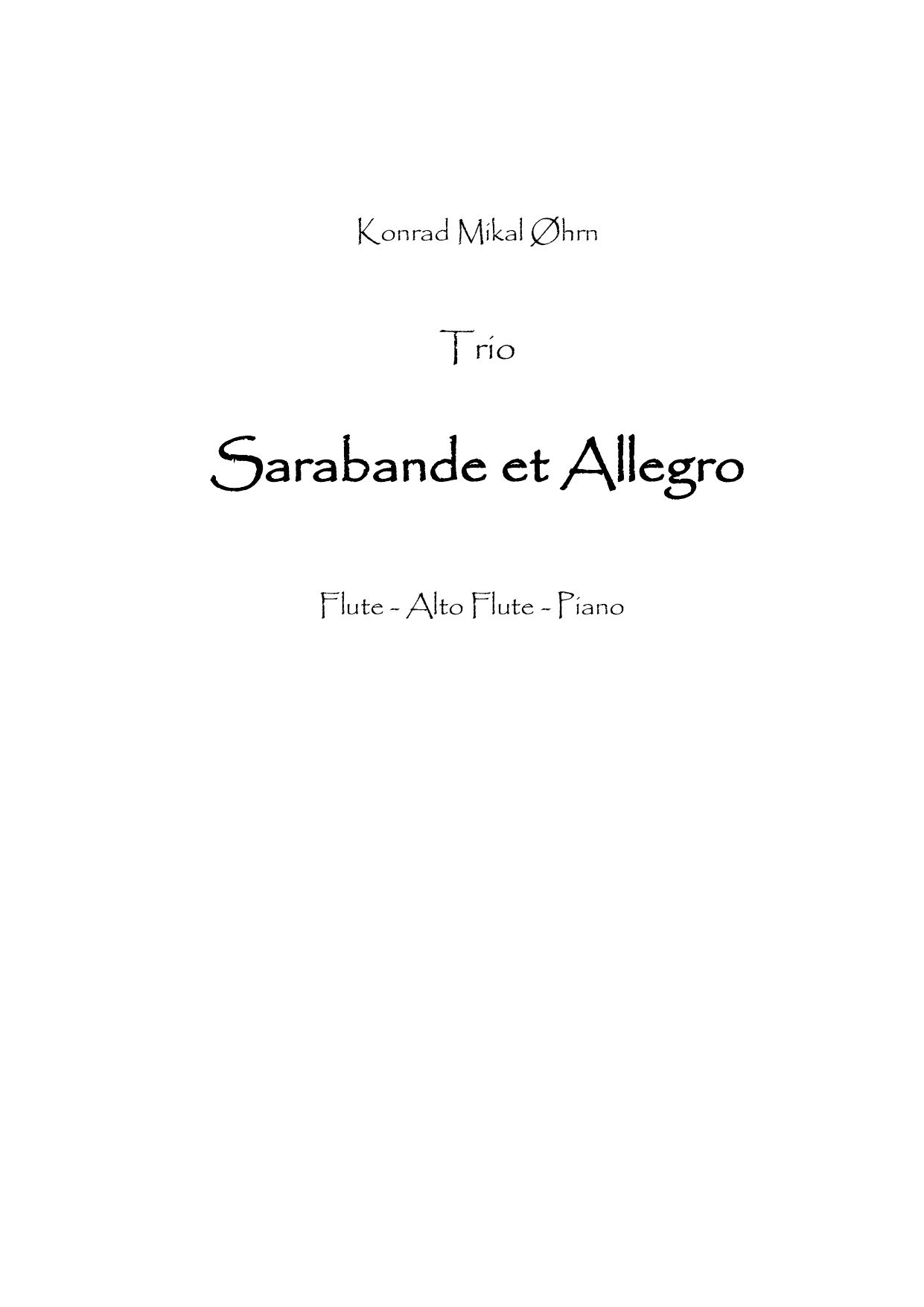 Sarabande et Allegro - Trio for flute, alto flute and piano