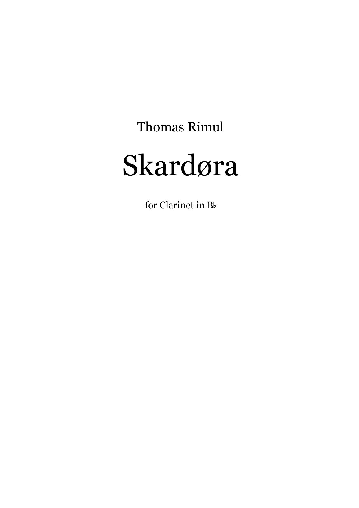 Skardøra - for clarinet i Bb