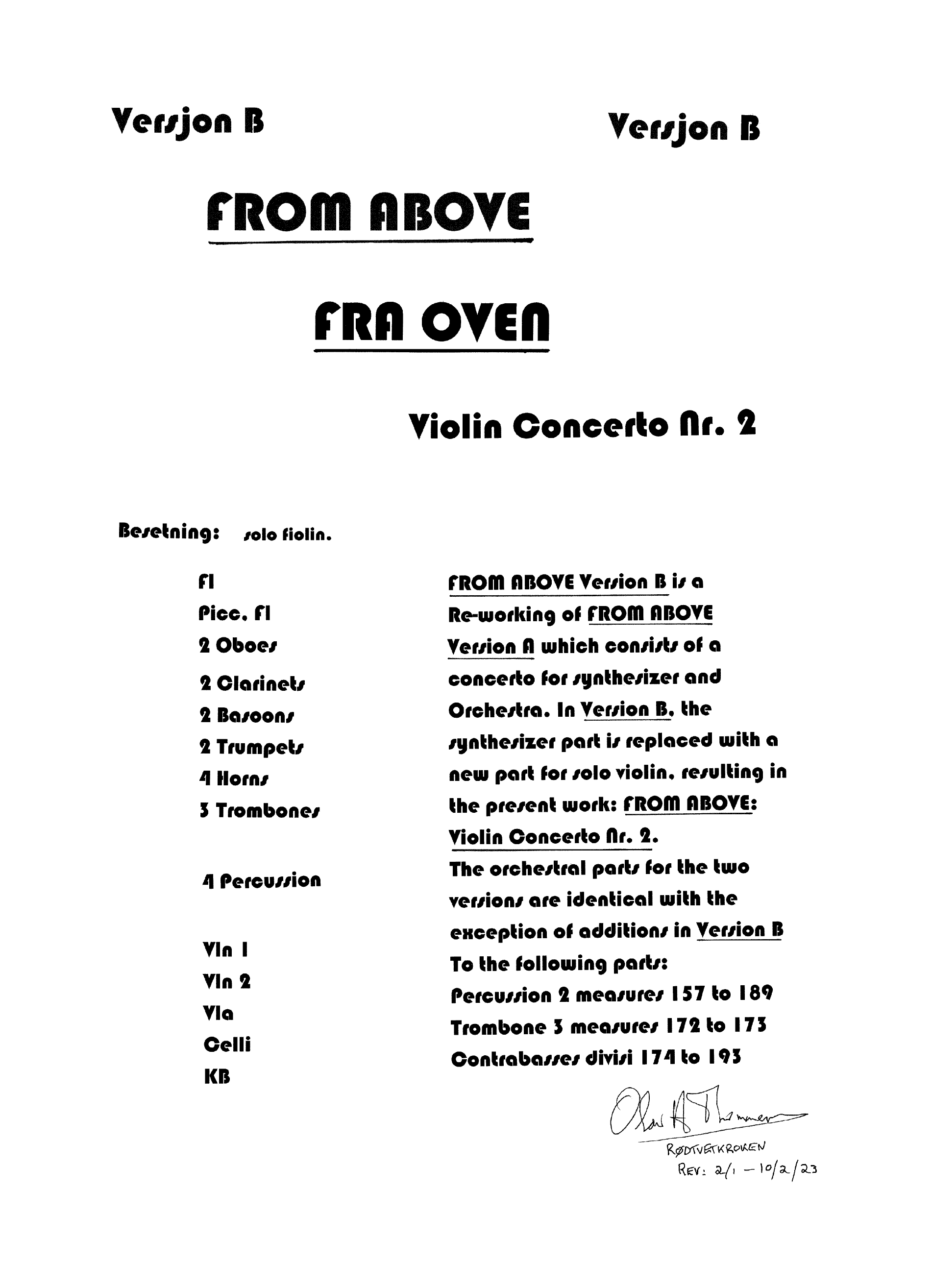 From Above - Version B : Violin Concerto No. 2