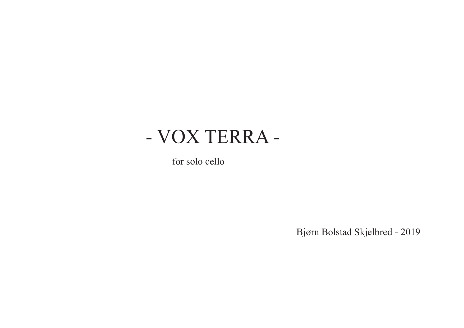 Vox Terra - For solo cello