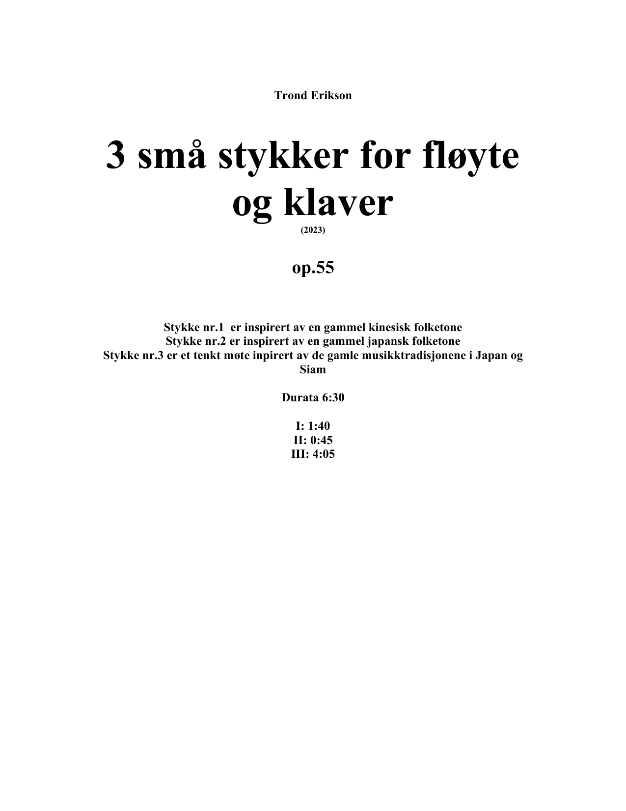 Små stykker for fløyte og klaver, op. 55