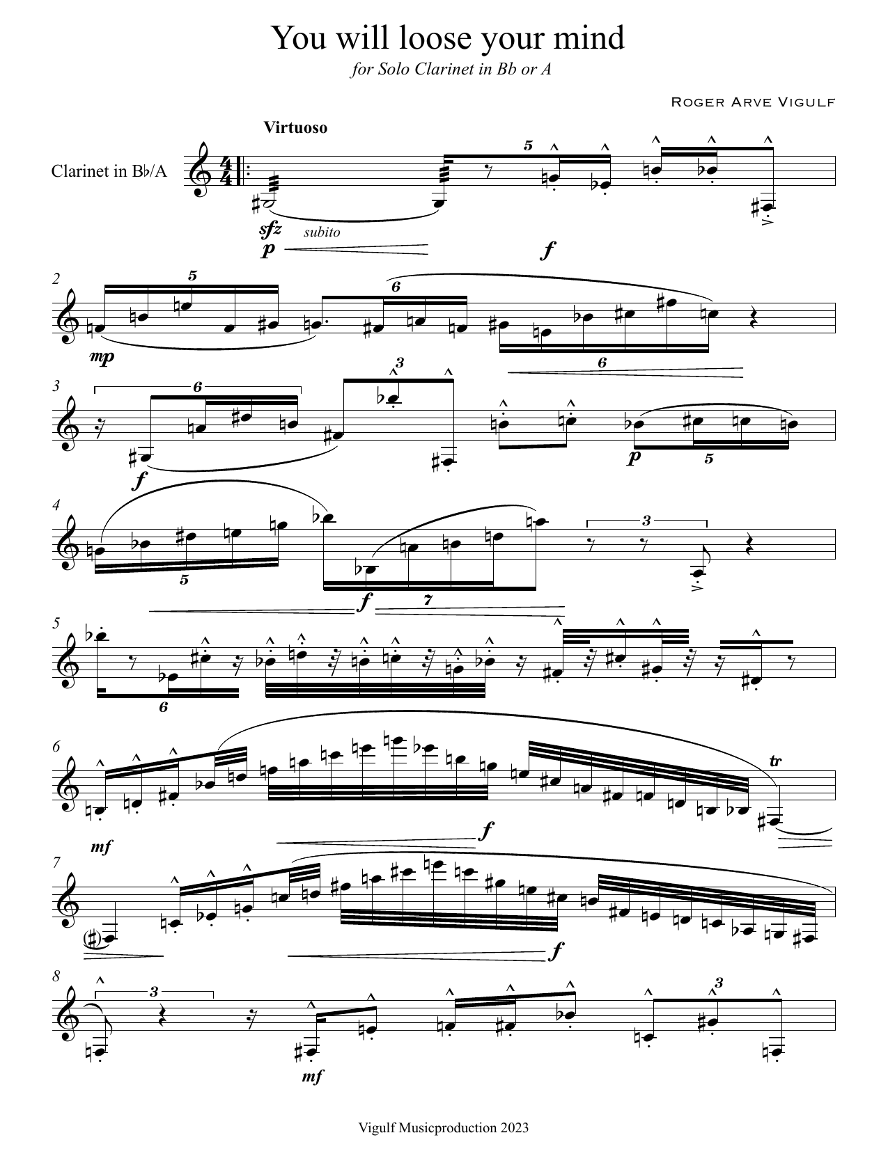You Will Loose Your Mind - For solo clarinet in Bb or A - Image 5