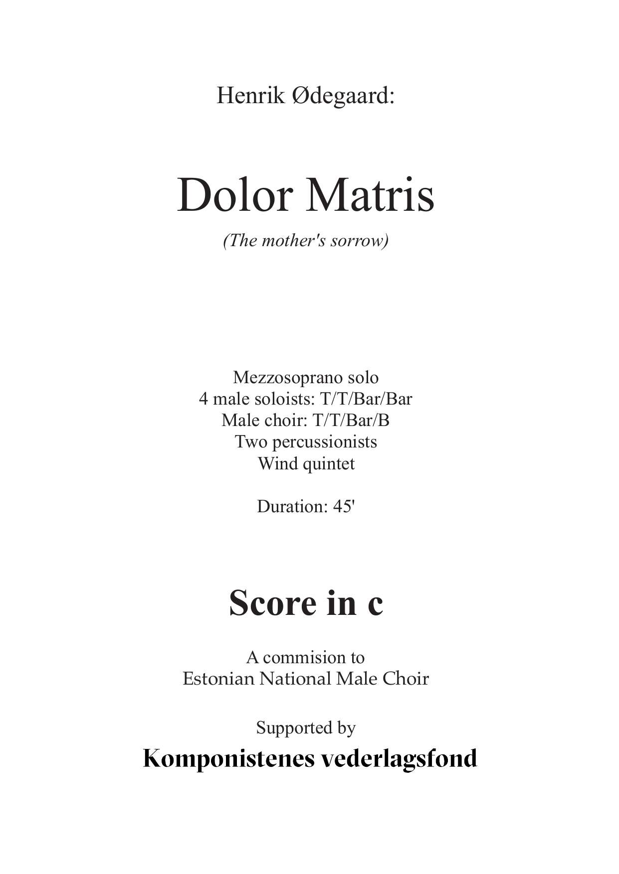 Dolor Matris (The Mother's Sorrow)