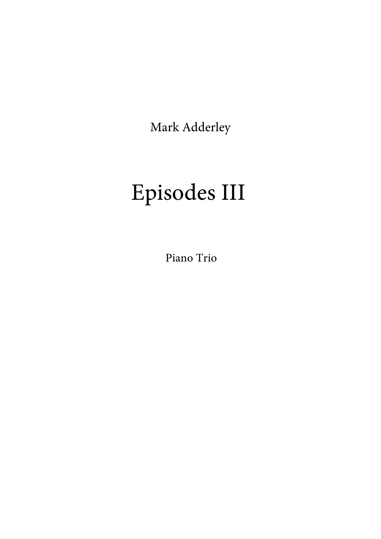 Episodes III - Piano Trio