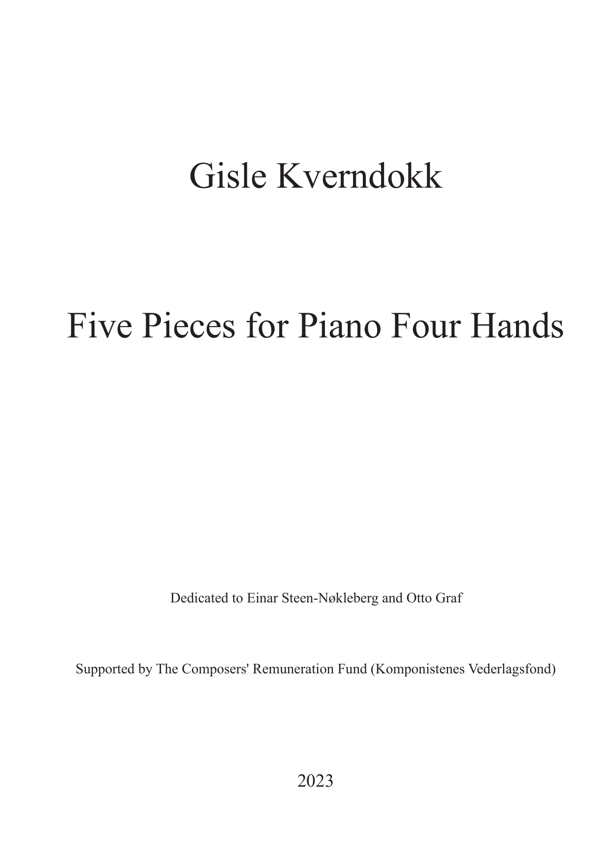 Five Pieces for Piano Four Hands