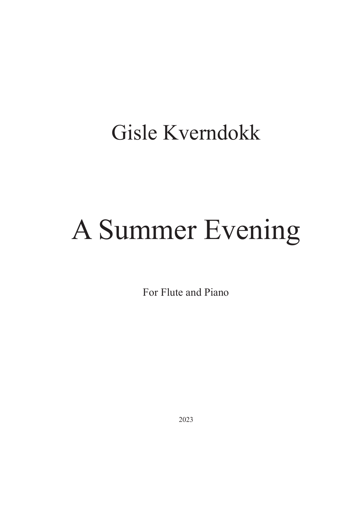 A Summer Evening - For flute and piano