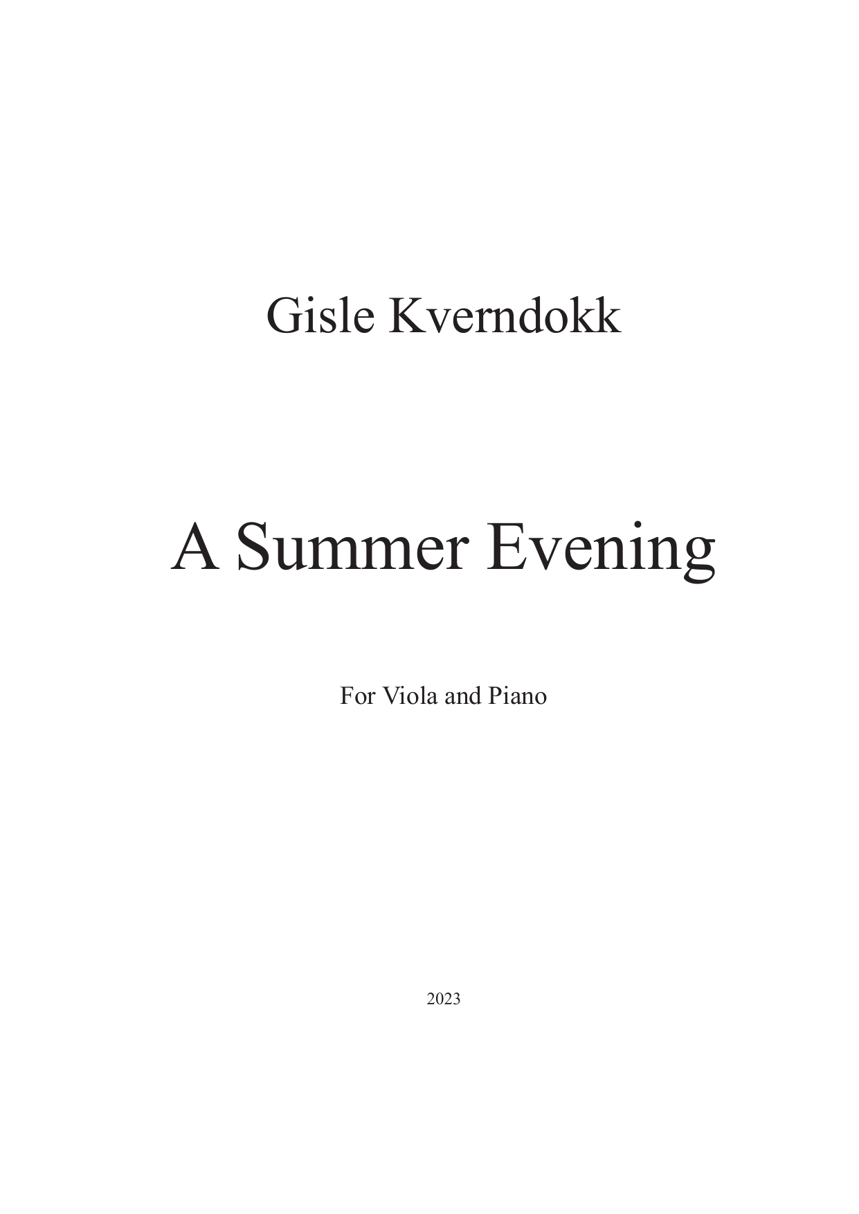 A Summer Evening - For viola and piano