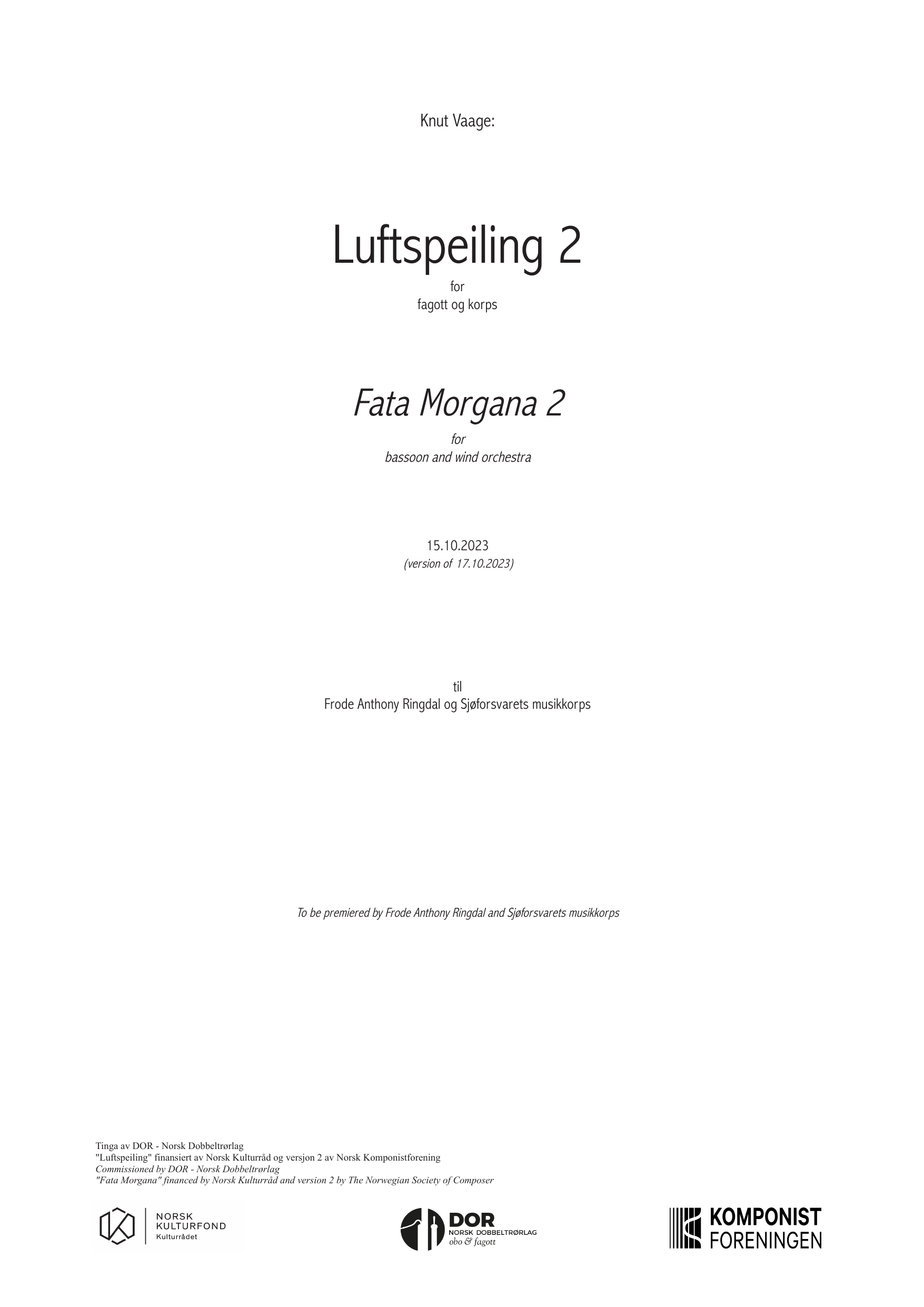Fata Morgana 2 - For bassoon and wind orchestra