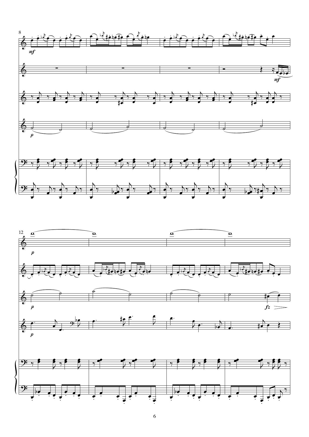 Five Pieces in Retrospect - Five minatures for flute, clarinet (Bb eller A), violin, violincello and piano, Op. 121b - Image 6