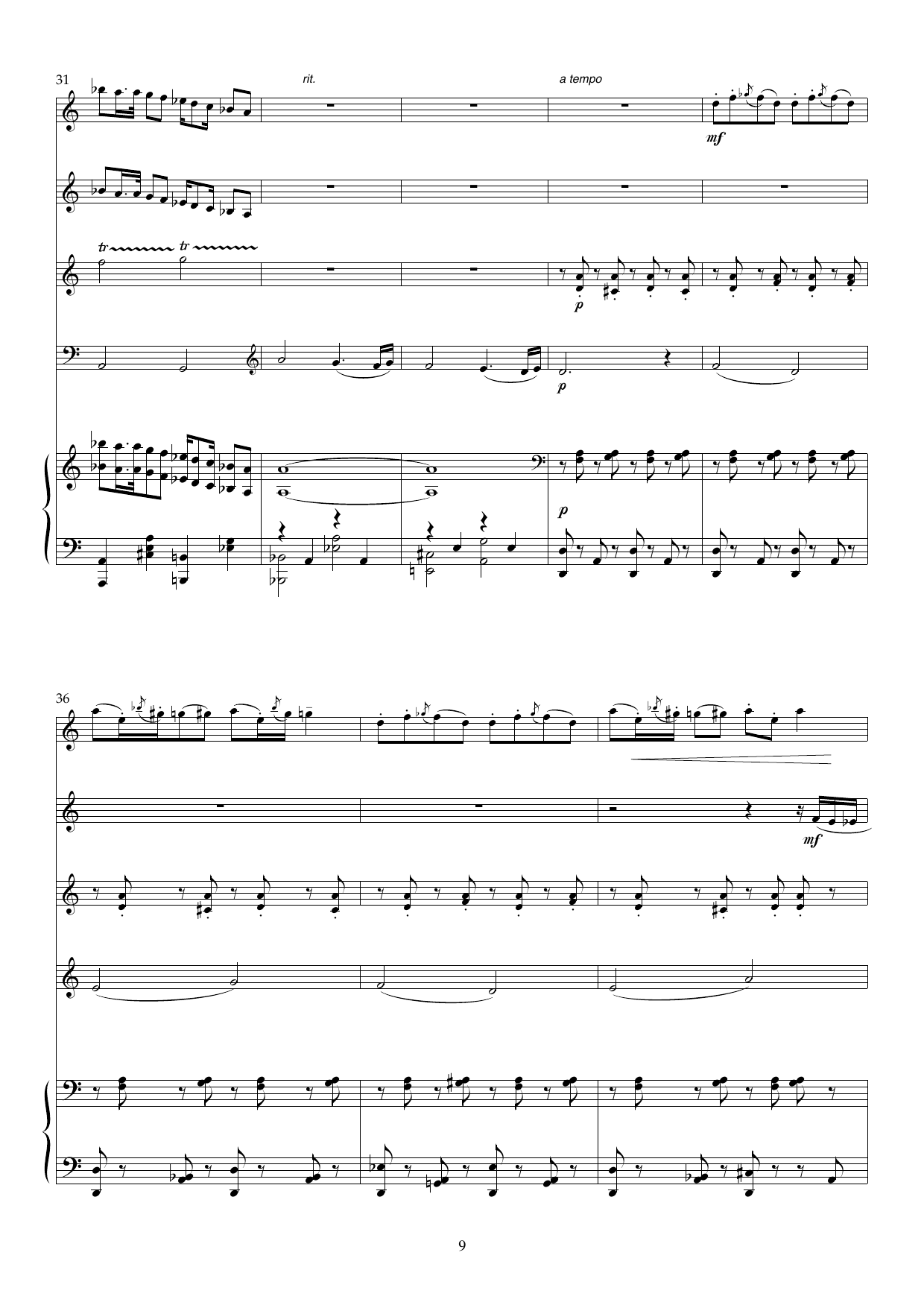 Five Pieces in Retrospect - Five minatures for flute, clarinet (Bb eller A), violin, violincello and piano, Op. 121b - Image 9