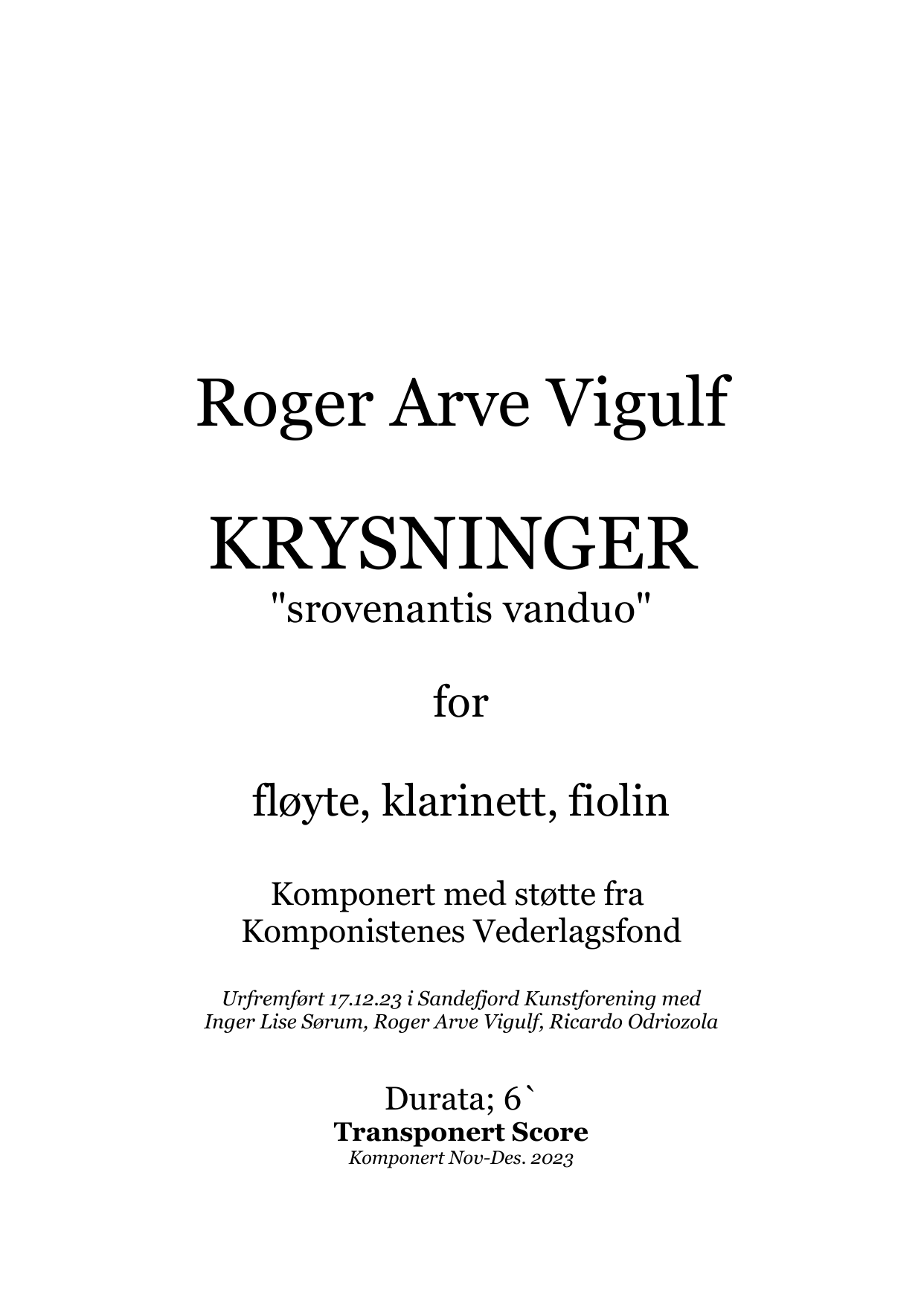 Krysninger - ¨srovenantis vanduo¨ for fløyte, klarinett og fiolin - Image 3