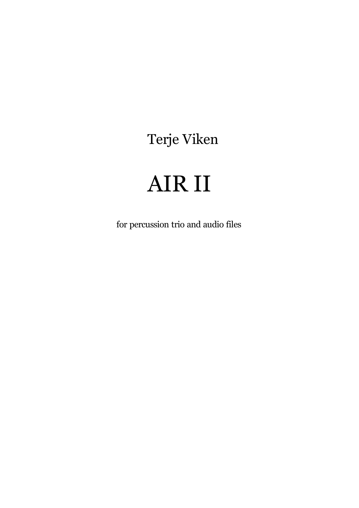 Air II - For percussion trio and audio files