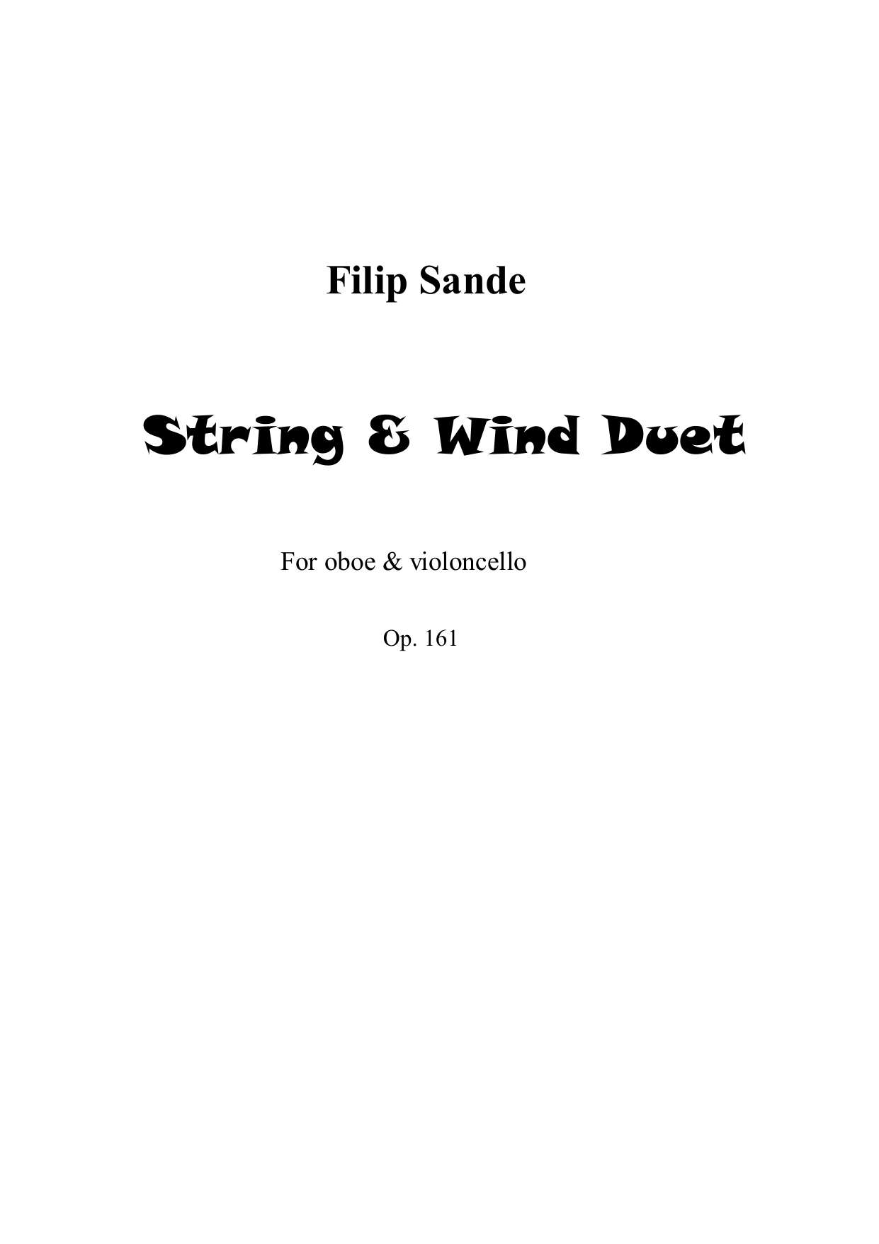 String & Wind Duet - For oboe and cello, Op. 161
