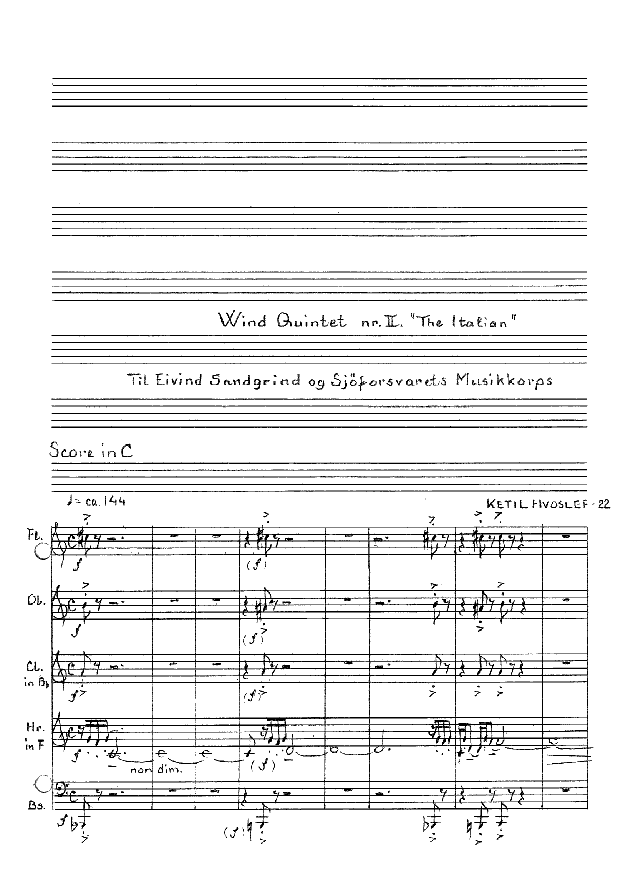 Wind Quintet nr II - "The Italian"