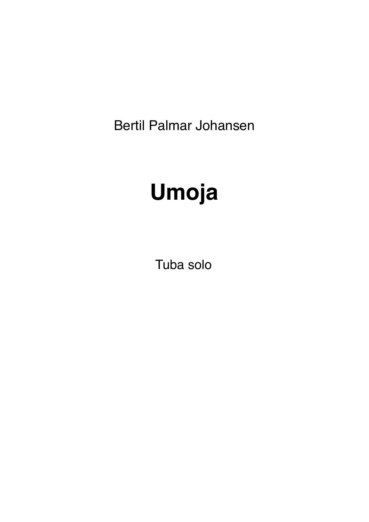 Umoja - For tuba solo