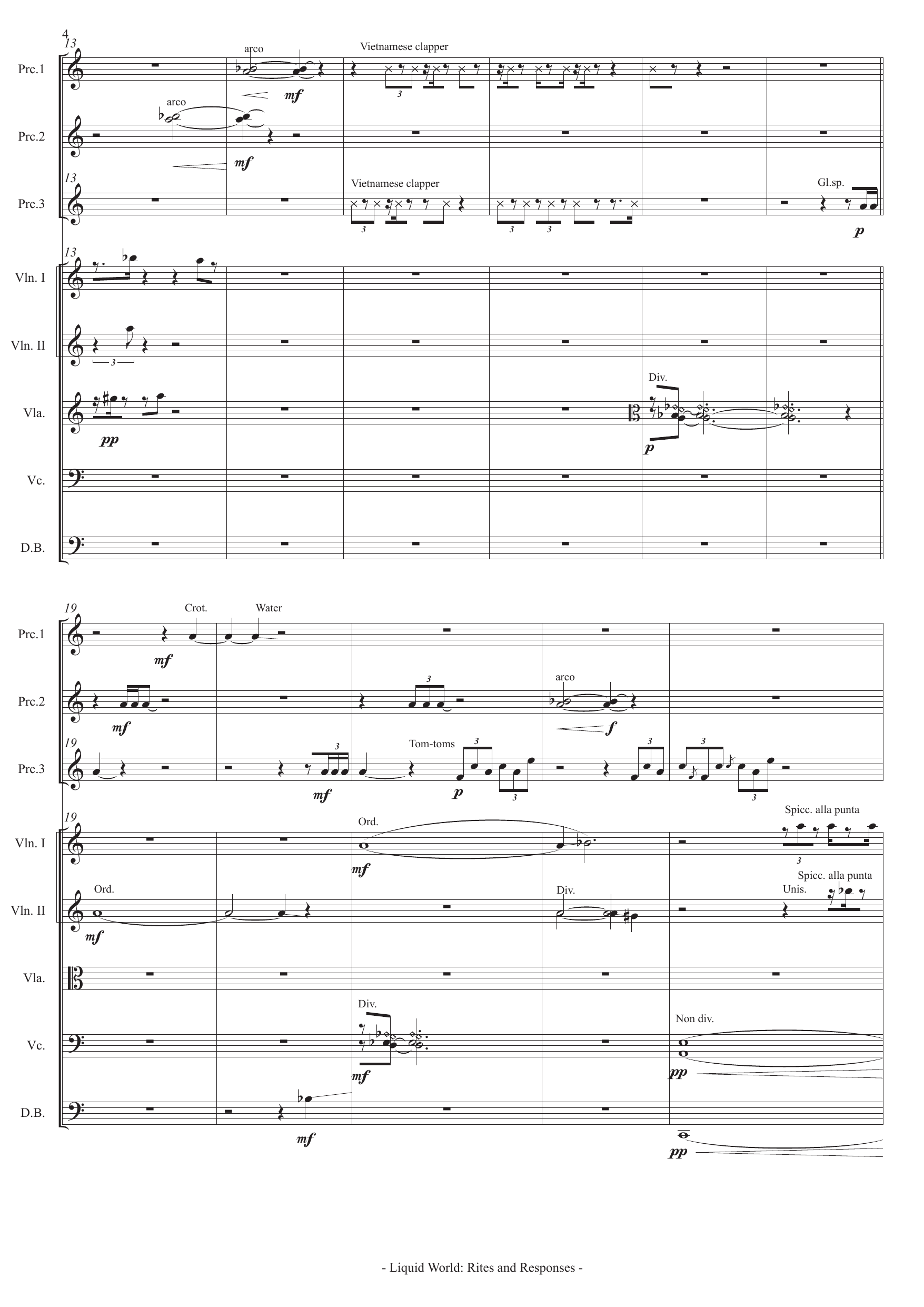 Liquid World: Rites and Responses - For percussion trio and string orchestra - Bilde 4