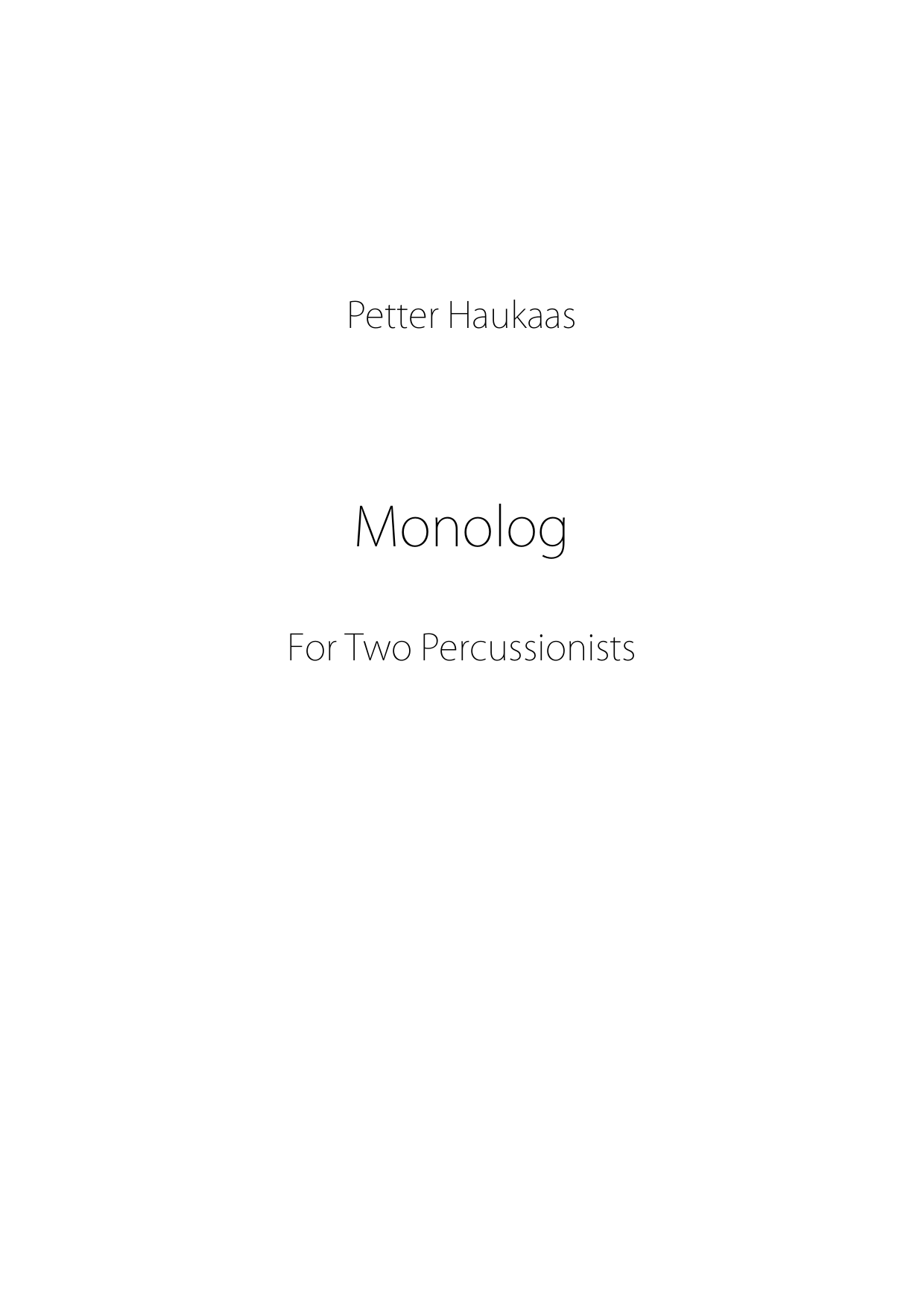 Monolog - For two percussionists