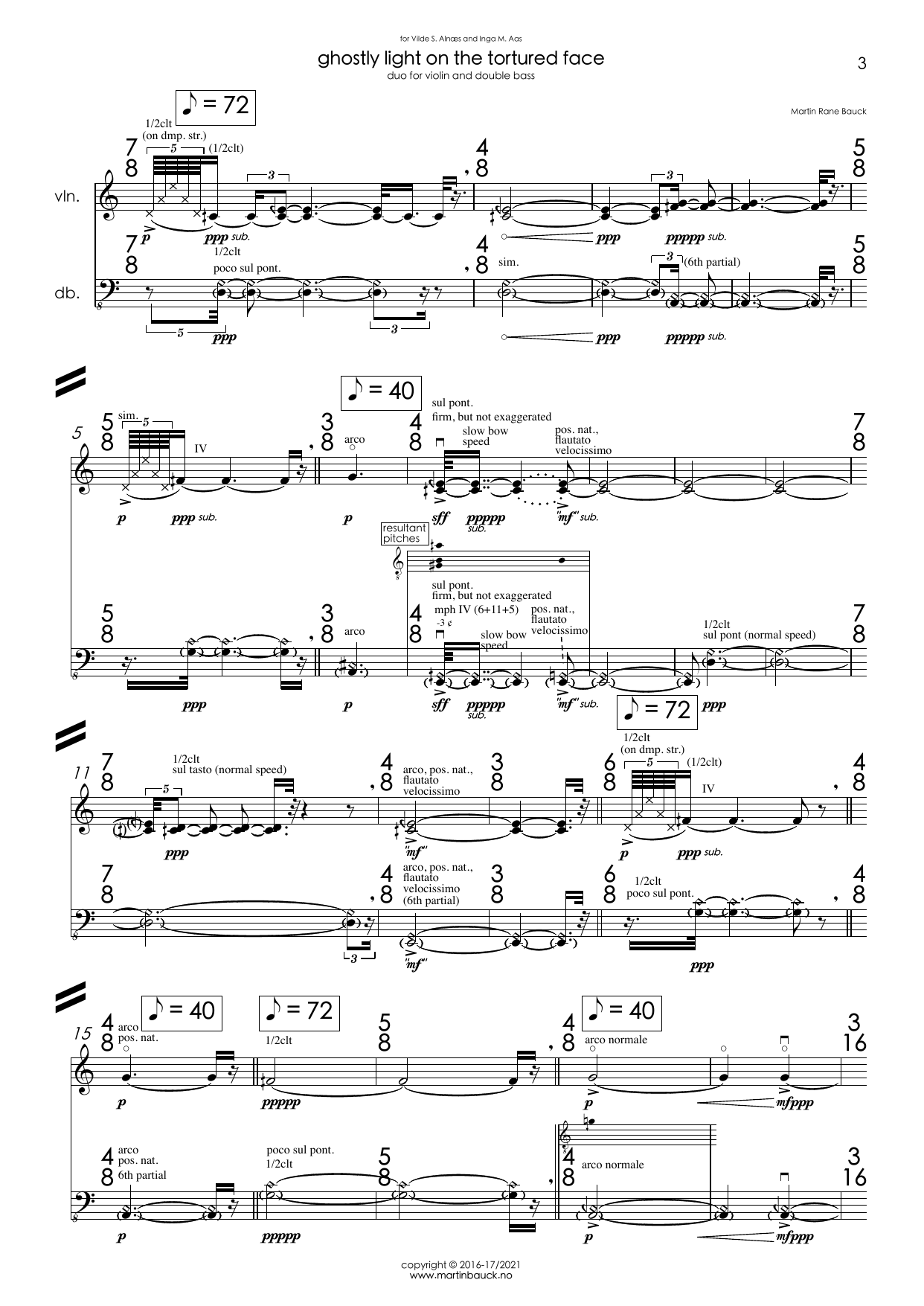 Ghostly Light on the Tortured Face - for violin and double bass - Image 5