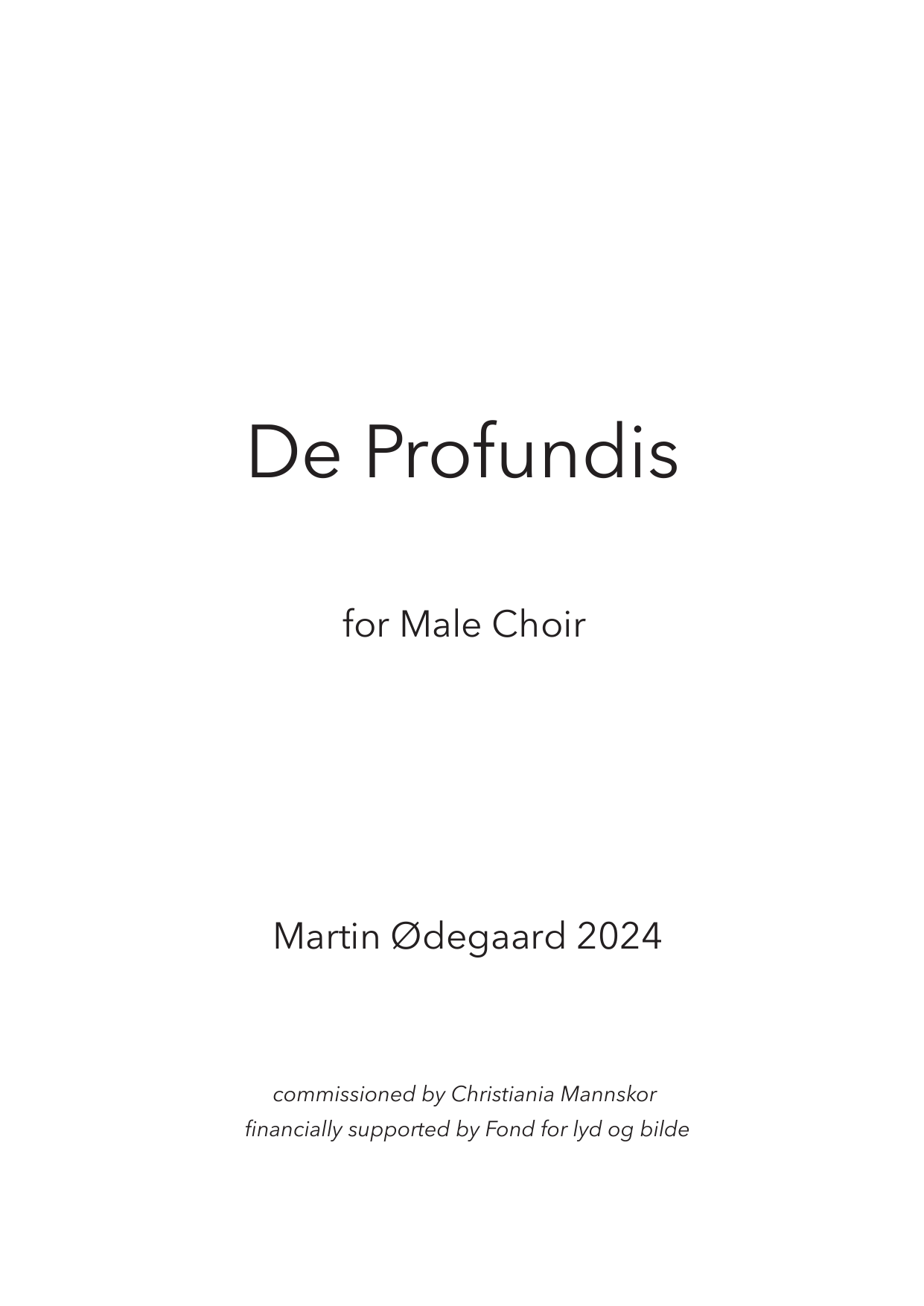 De Profundis - For male choir