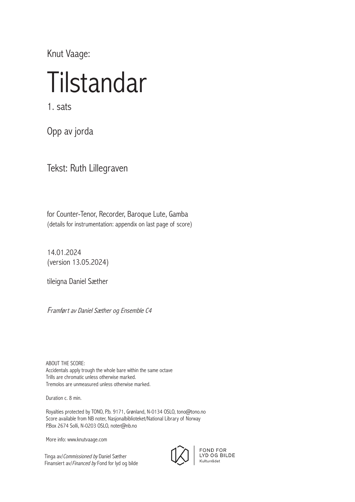 Tilstandar - 1. sats. Opp av jorda