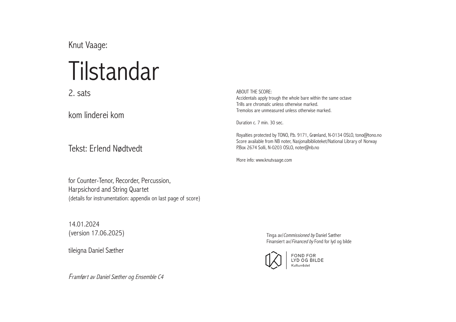 Tilstandar - 2. sats. Kom linderei kom