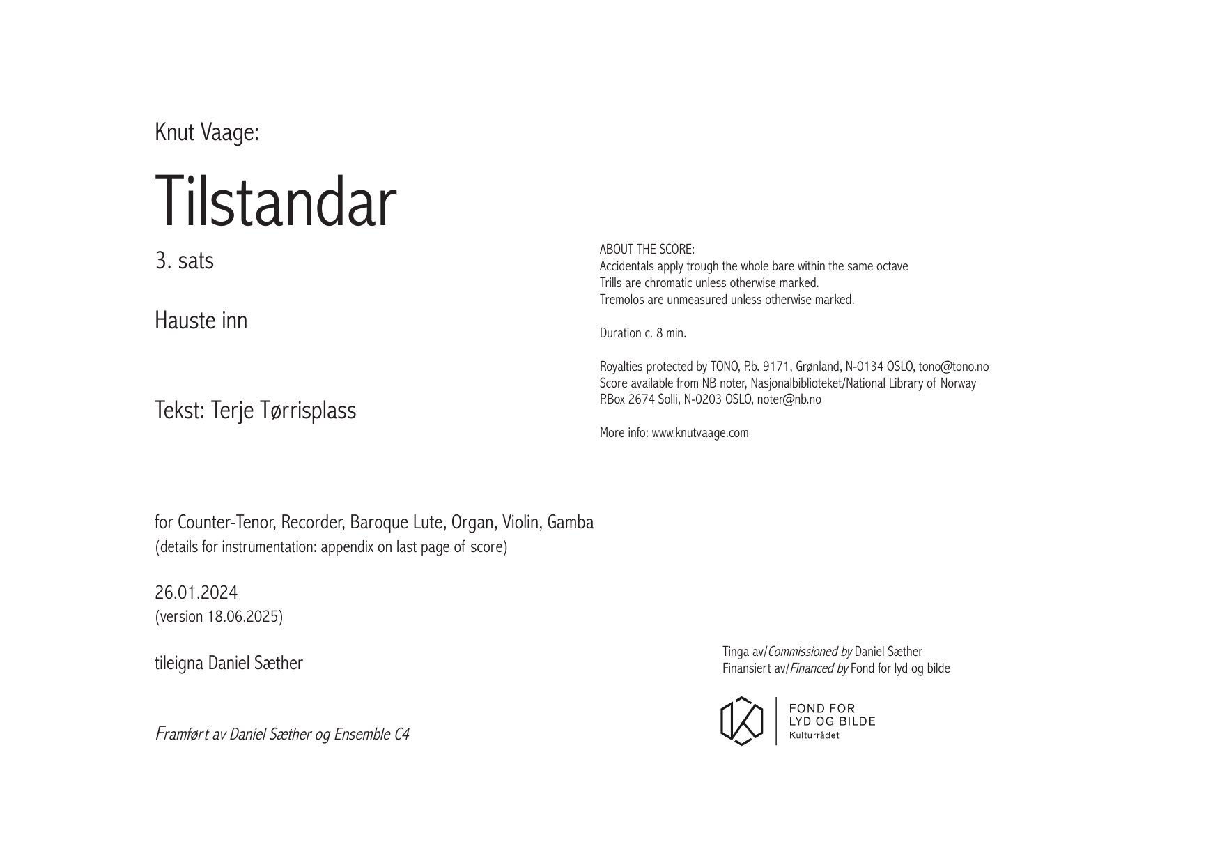 Tilstandar - 3. sats. Hauste inn