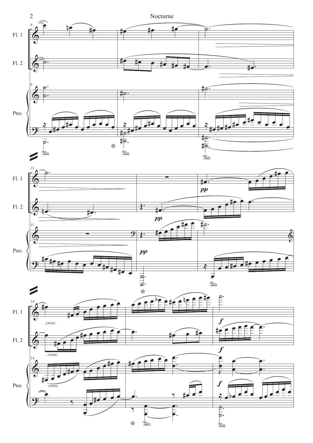 Nocturne - for two flutes and piano - Bilde 4