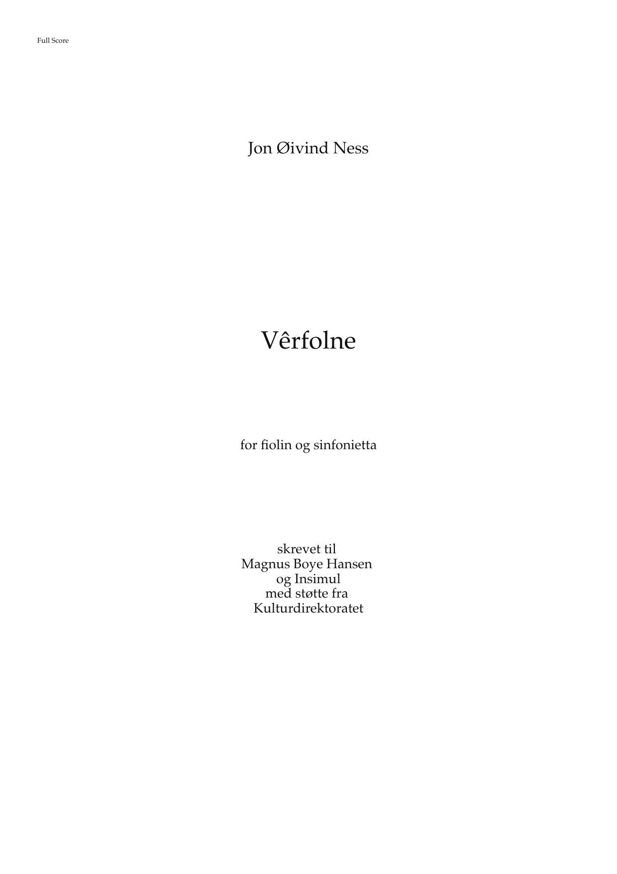 Vêrfolne - For fiolin og sinfonietta
