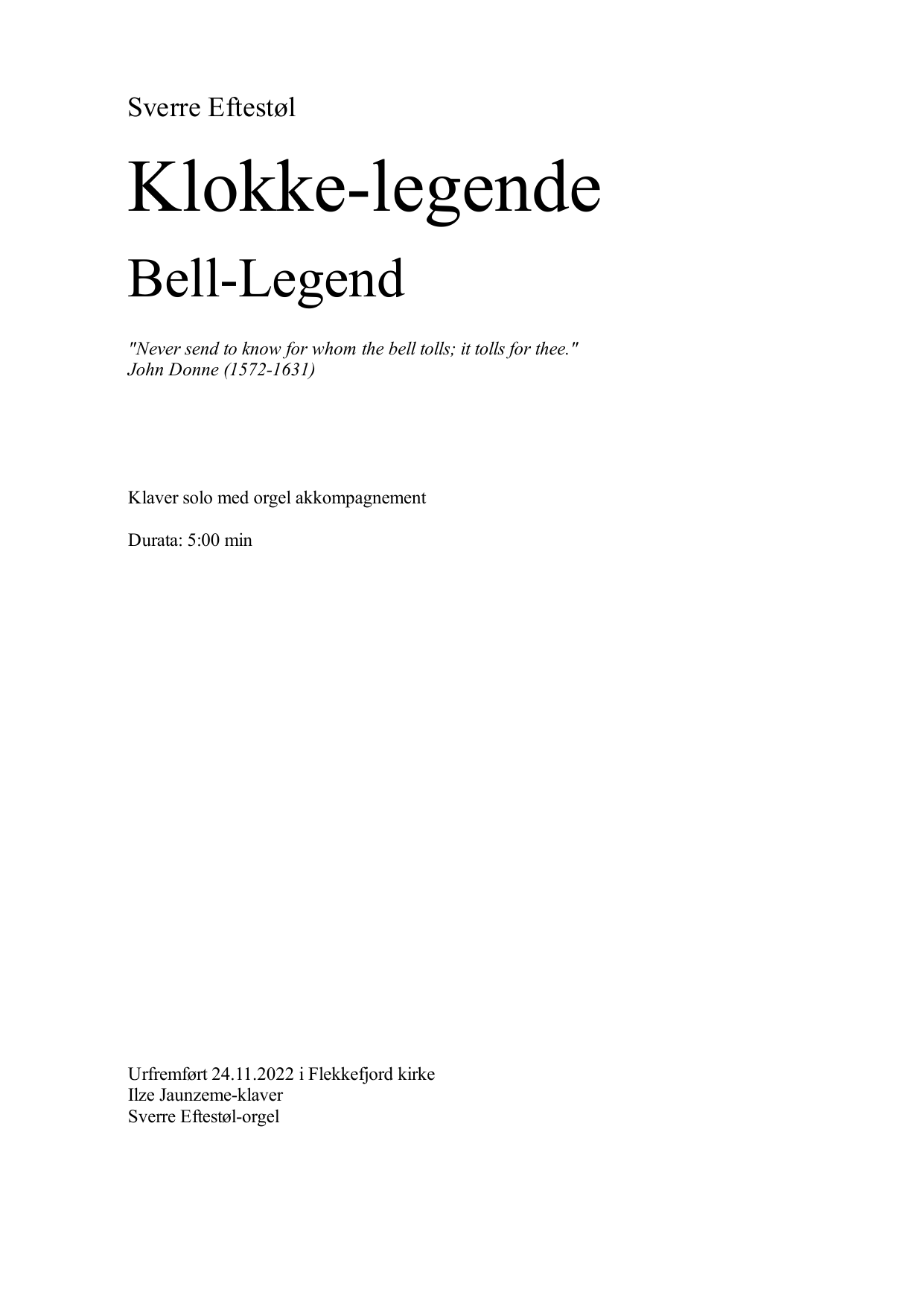 Bell-Legend - "Never send to know for whom the bell tolls; it tolls for thee." John Donne (1572-1631) - Image 3
