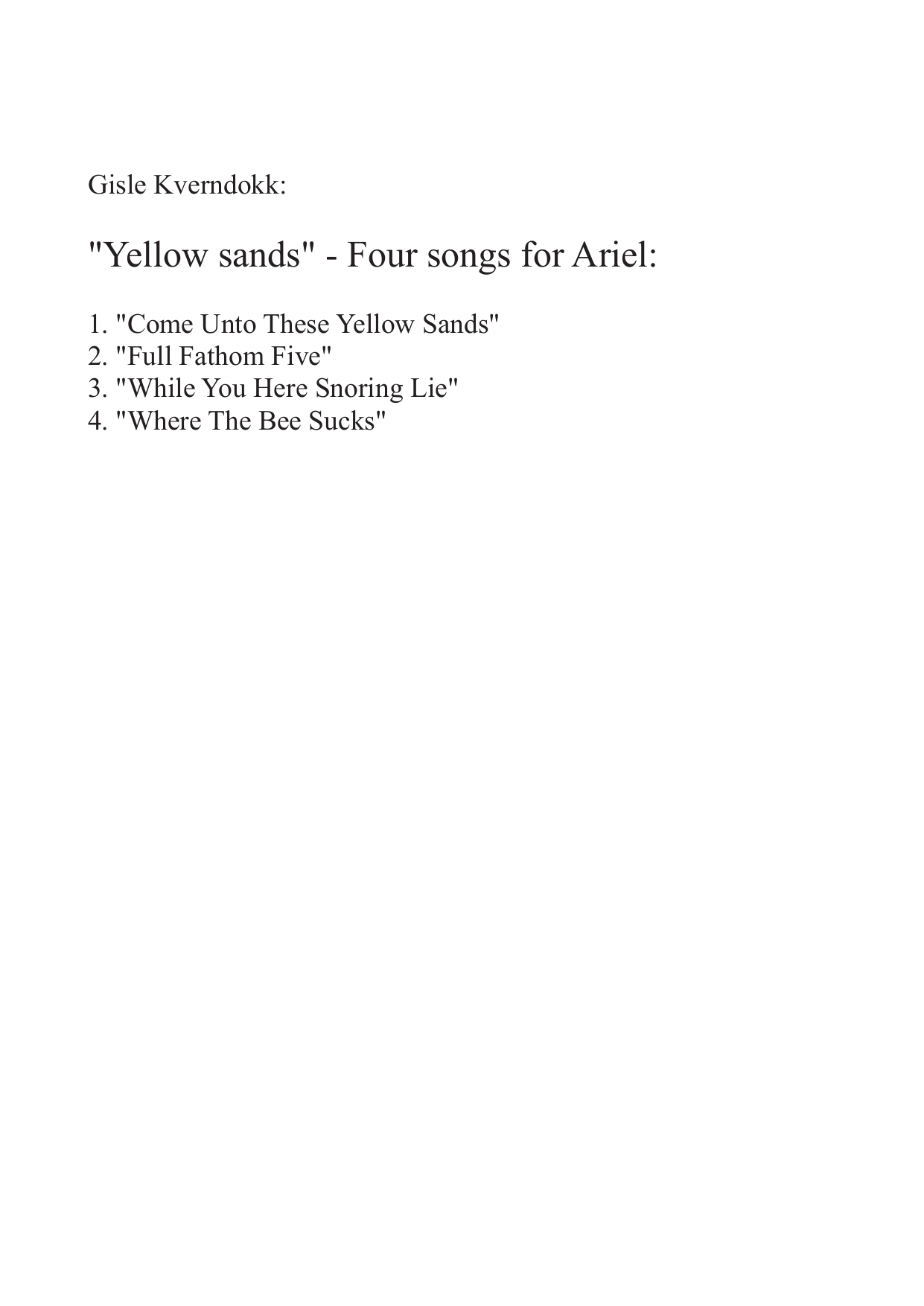 Yellow Sands - Four Songs for Ariel for Counter-Tenor / Alto Voice and Piano - Bilde 2