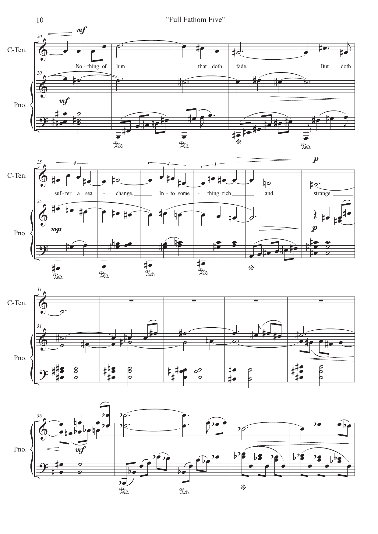 Yellow Sands - Four Songs for Ariel for Counter-Tenor / Alto Voice and Piano - Bilde 10