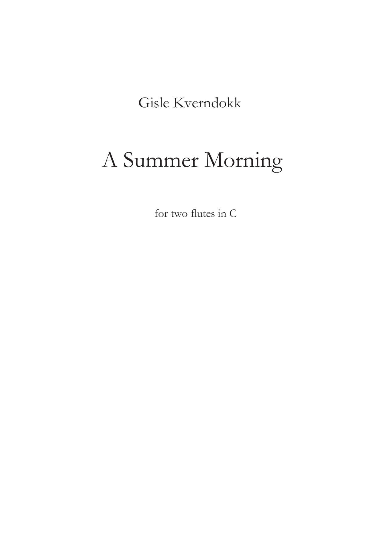 A Summer Morning - for two flutes in C